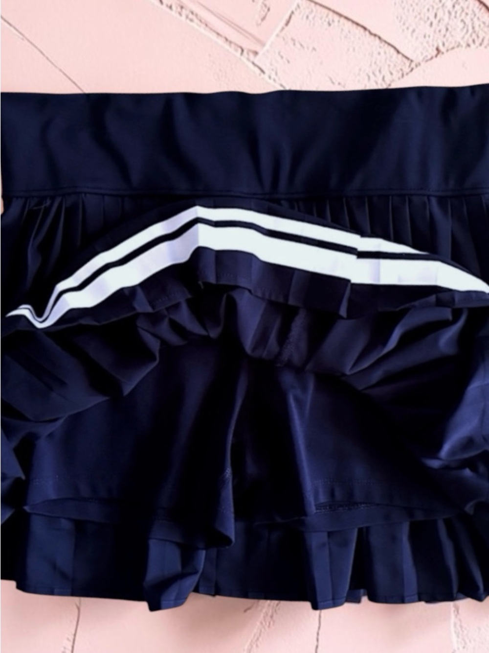 Sincerely Jules Navy Pleated Skirt Varsity Stripes & Built‑In Shorts Women’s M - Picture 5 of 8